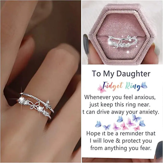Double Layer Butterfly Diamond Ring Set